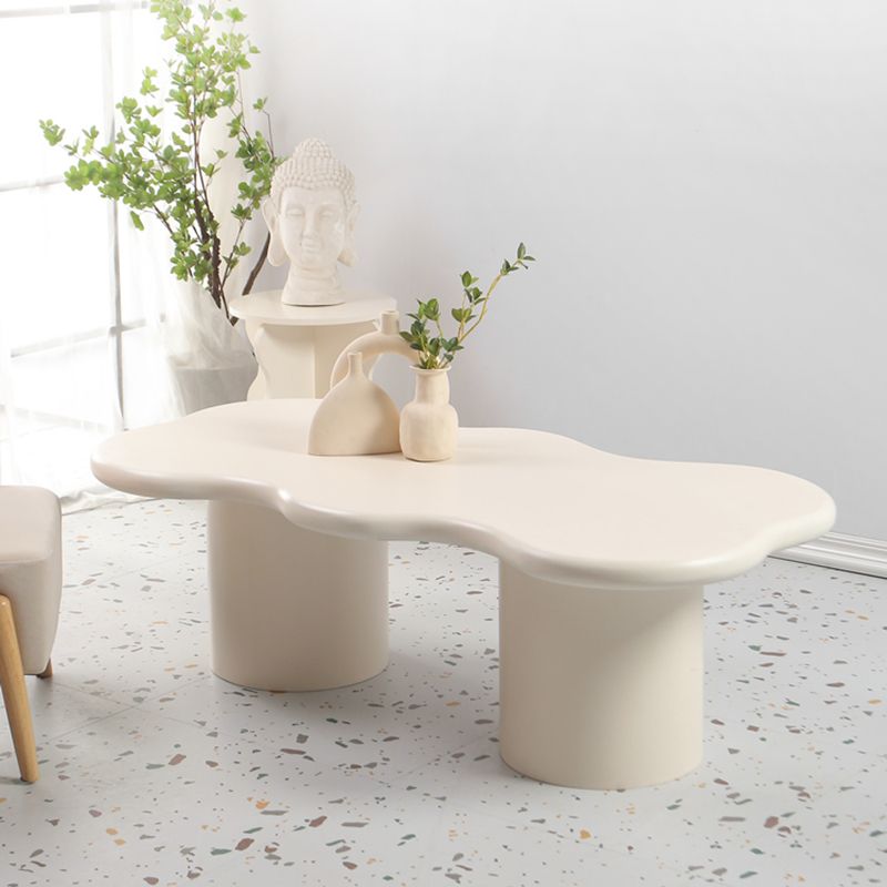 1 White Coffee Table Solid Wood Round Coffee Table Minimalist