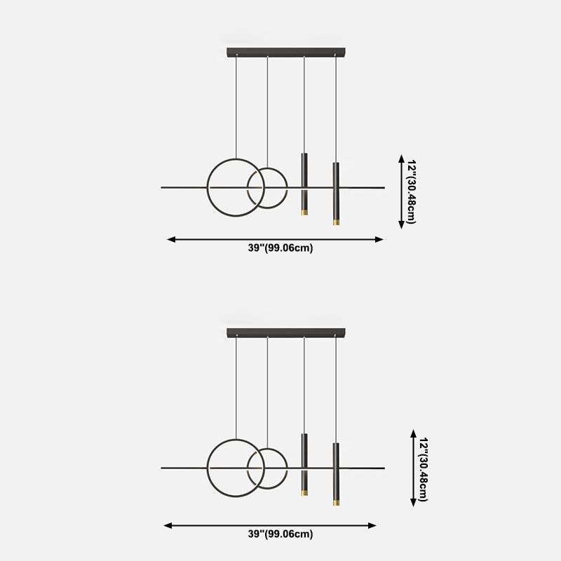 Linear Island Pendant Light Modern Style LED Metal Island Ceiling Light for Dinning Room