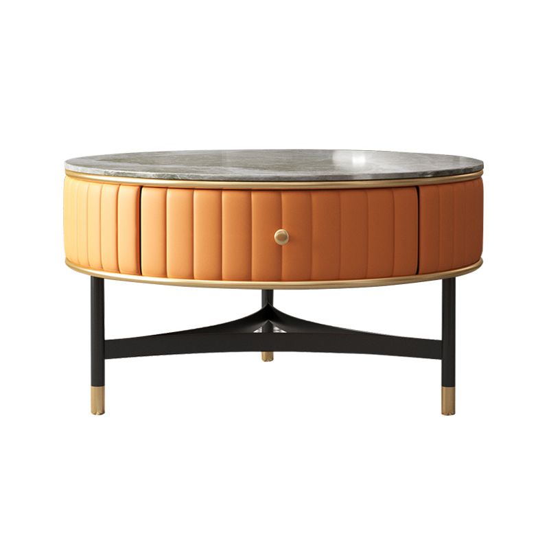Stone Top Coffee Table Draw included Metal Legs Single Cocktail Table