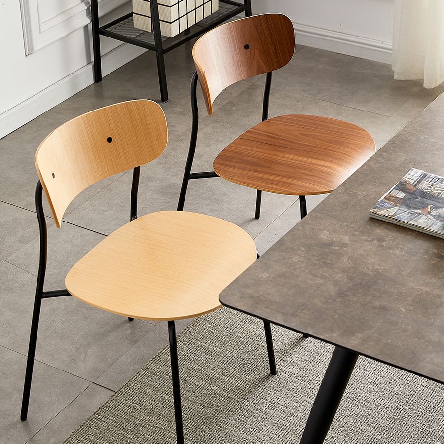 Silla de comedor interior y exterior moderna de metal, silla lateral de comedor con respaldo abierto sin brazos