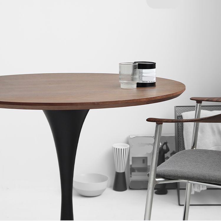 Modern Style Round Table Wooden Dining Table with Pedestal Base for Kitchen