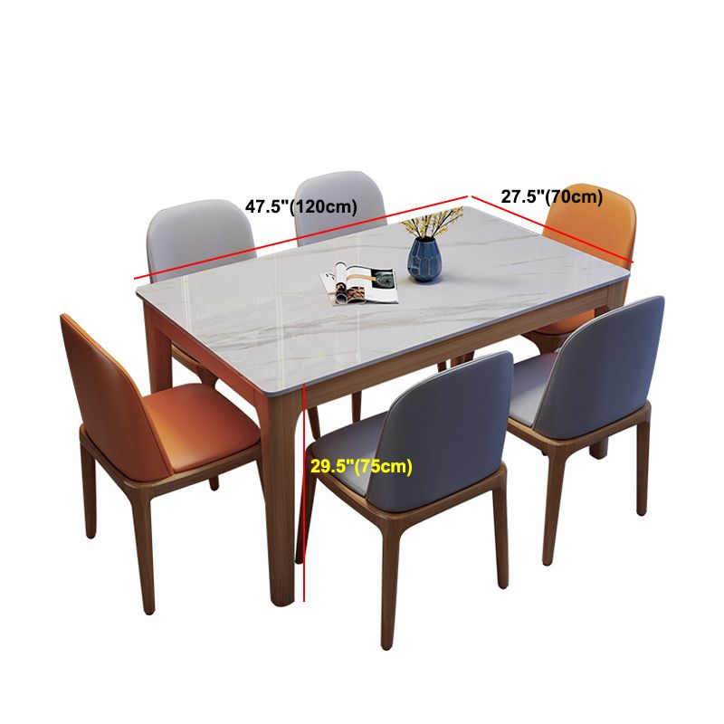 Mid-Century Modern Dining Table Stone Top Natural Finish Legs Dinner Table without Chair