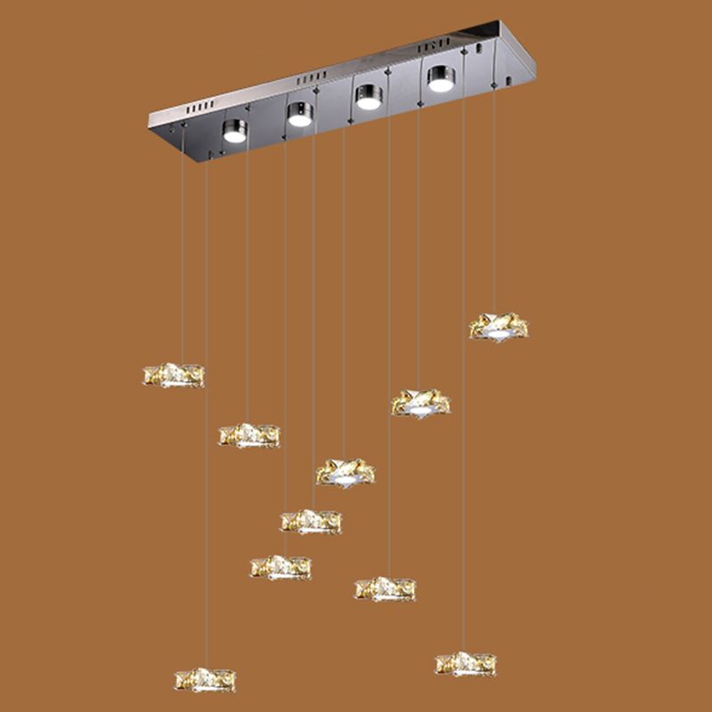 K9 Crystal Star LED Ceiling Light Minimalist Stainless-Steel Hanging Pendant Light