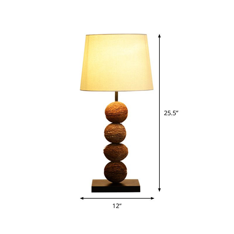 Lampe de table de nuit en forme de fruits secs en bois asiatique 1 lampe de table de nuit marron clair avec abat-jour en tissu