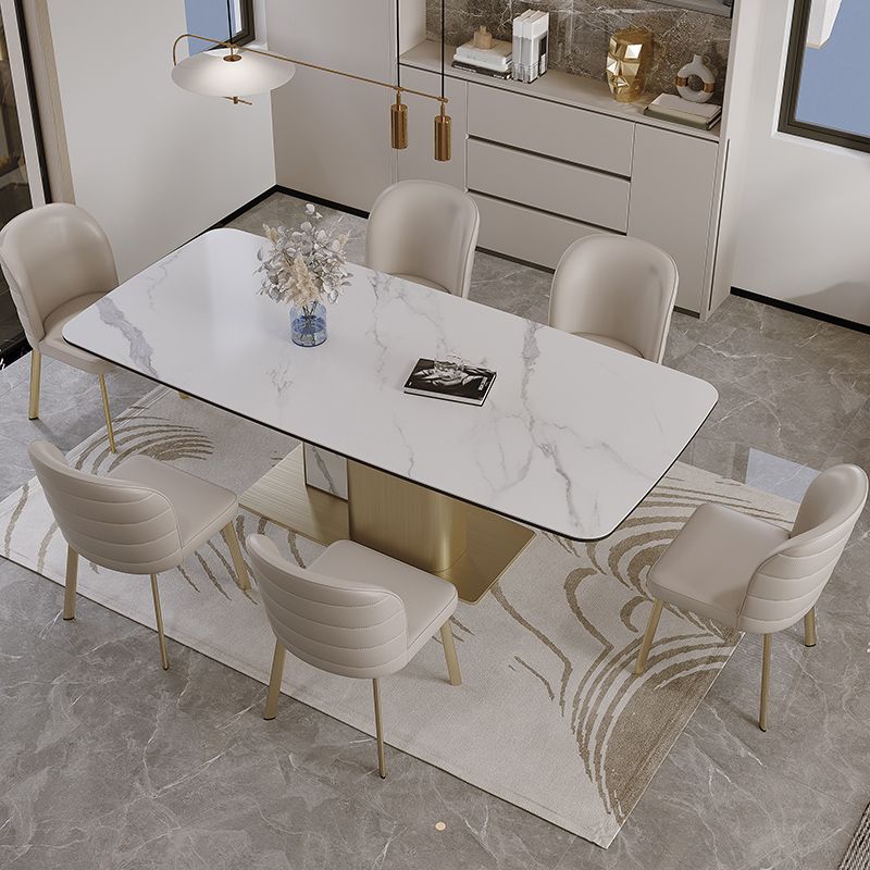 Nordic Glam Style Sintered Stone Rectangle Table Set 1/4/5/7 Pieces Dining Set