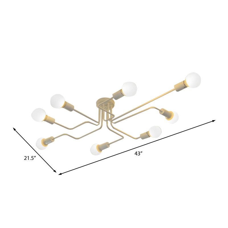 Retro techo expuesto con lámparas semiincorporadas de metal ligero incrustadas 4 / 6, con diseño de latón antiguo / Sputnik negro