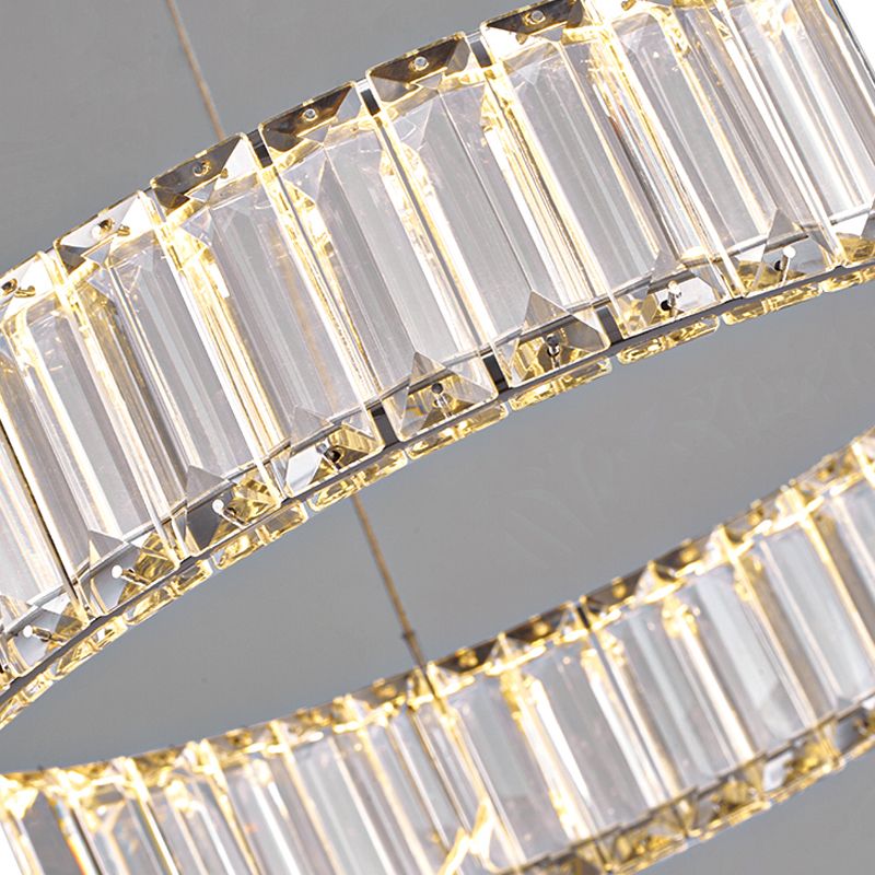 Modern Simple LED Chandelier Crystal Circular Pendant Light for Bedroom