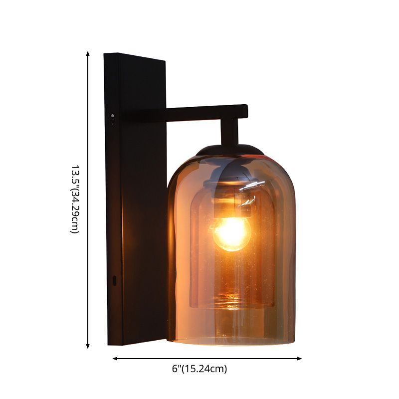 Contemporary Style Shaded Wall Lighting Fixture Glass Bedroom Wall Sconce Lighting