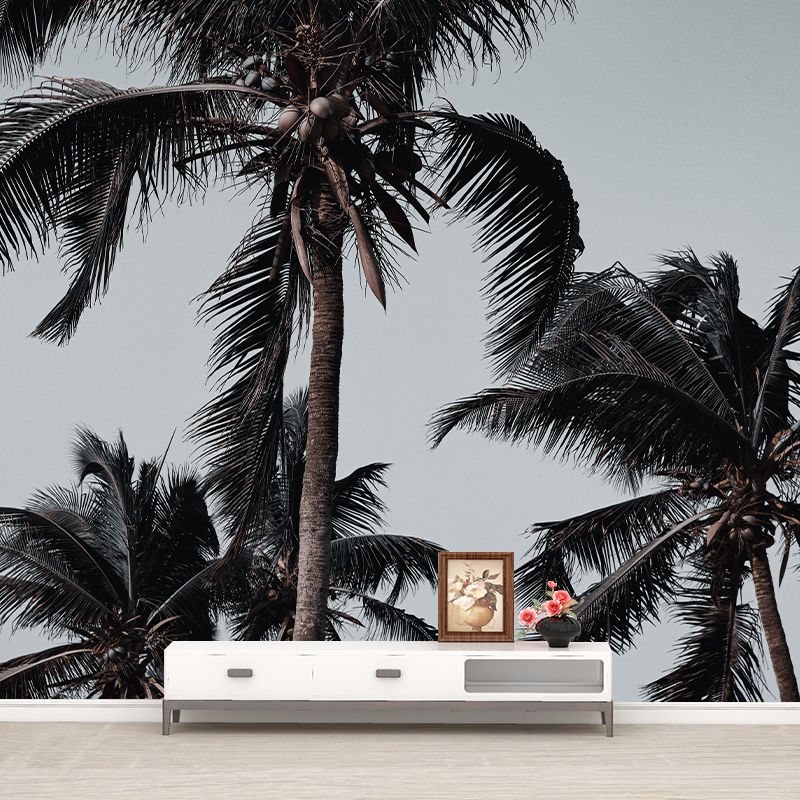 Tropical Trees Mural Moisture Resistant Wall Covering for Dining Room, Custom Size Available