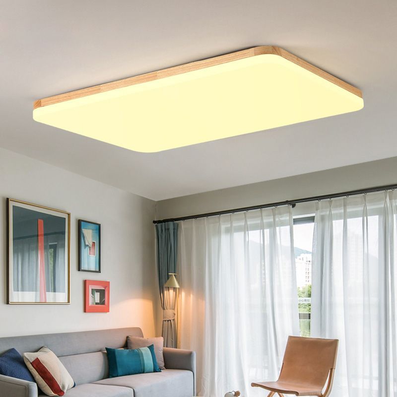 Luces de techo a ras de círculo de madera de estilo moderno 1-Luz de montaje de descarga de luz para dormitorio