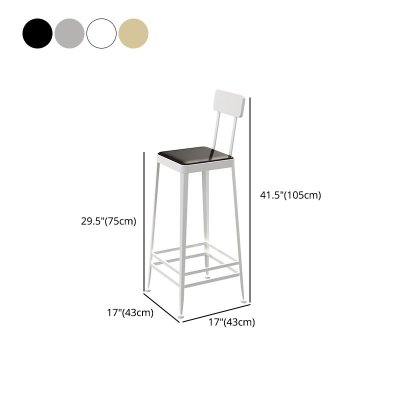 Contemporary Restaurant Iron Barstool Matte Finish Footrest Stool