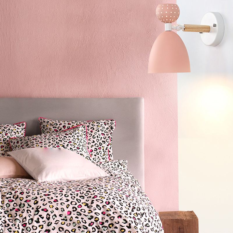 Contemporary Macaron Metal Wall Light Wood Lighting for Dining Room