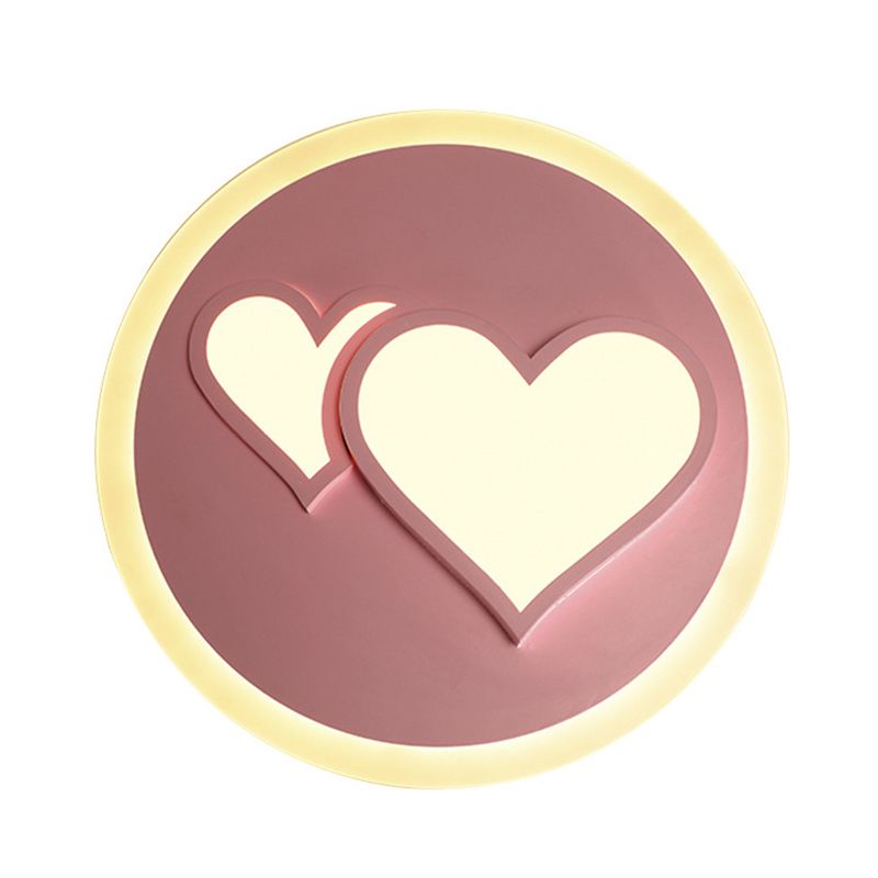 Embossed Loving Heart Thin Ceiling Lamp Modern Romantic Acrylic Pink LED Flush Mount Light Fixture for Bedroom