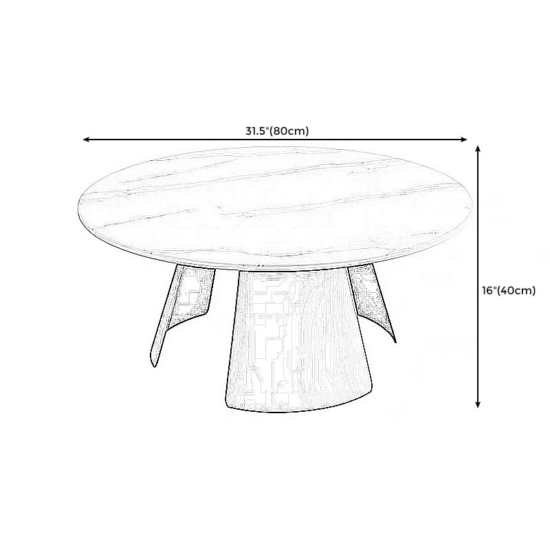 Modern Style Cocktail Table Slate Top Metal Base Round Coffee Table