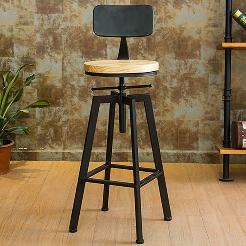 Industrial Armless Elevatable Counter Stool Iron Cafe Bar Stool with Metal Legs