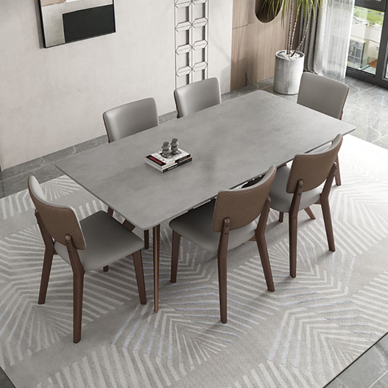 Modern Dining Set 1/4/5/7 Pcs Sintered Stone Dining Table and Chairs with Solid Wood Frame