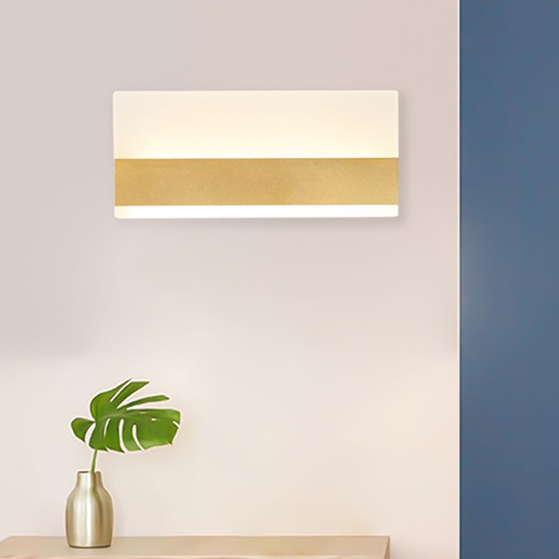 Simplicity Cuboid LED Wall Sconce Acrylic Golden Wall Mounted Lamp in White/Warm Light