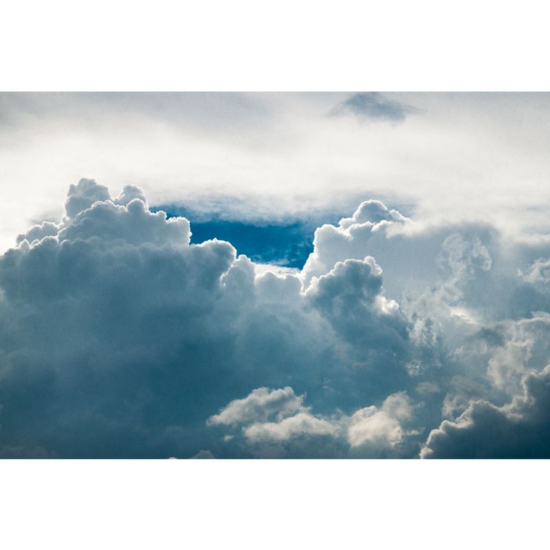 Whole Cloud Overlook Mural Wallpaper for Bedroom Scenery Wall Decor in Blue-White, Washable