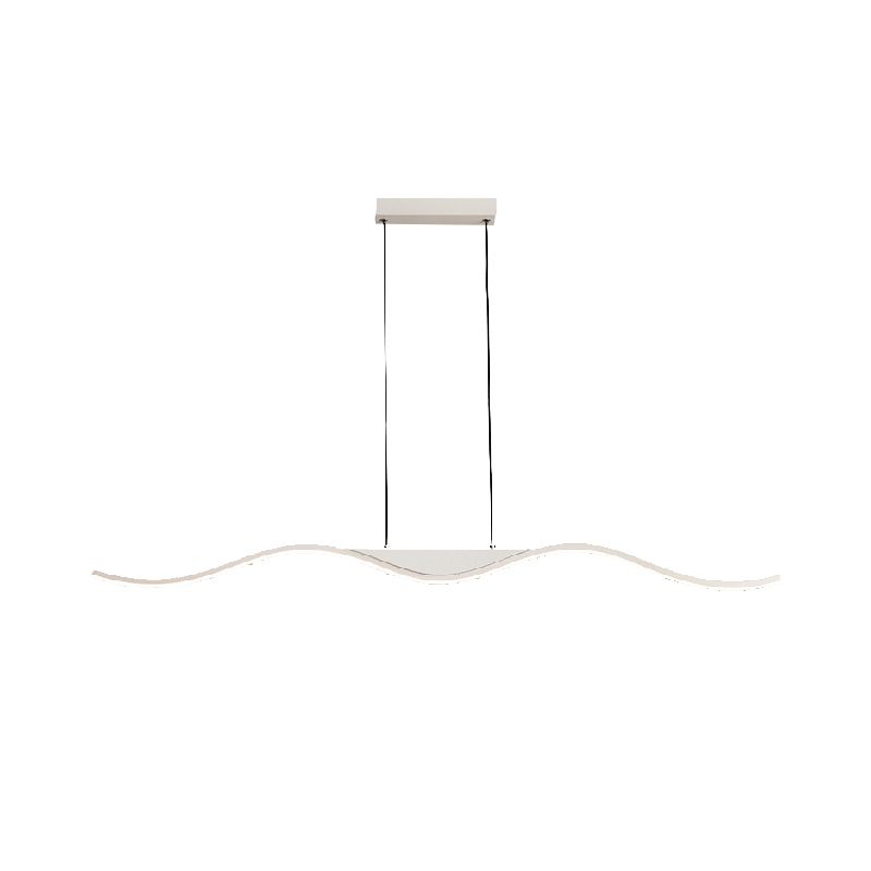 Single White Contemporary Kitchen Island Lighting LED Metallic Ceiling Light