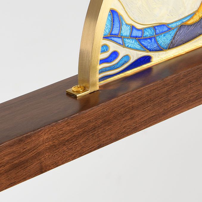 Luce artistica per arti moderna dell'isola lineare in legno scuro per sala da studio