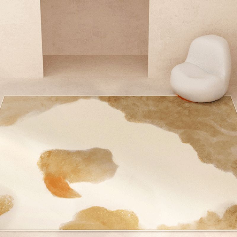 Minimalist Irregular Print Rug Apricot Tone Polyester Area Carpet Washable Rug for Living Room