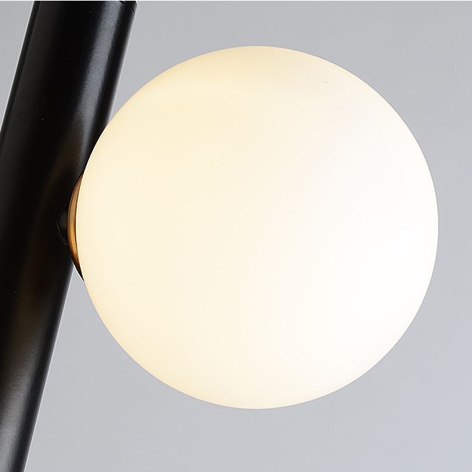 Modern Minimalist Linear Chandelier Light Fixture Spherical White Glass 3 Light Ceiling Chandelier