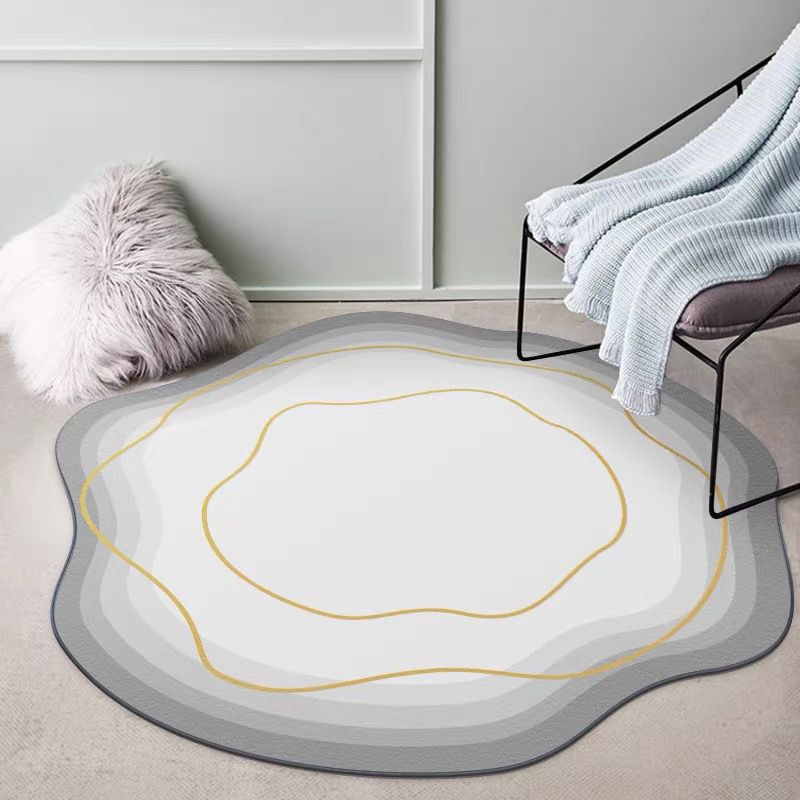 Light Gray Living Room Carpet Causal Abstract Rug Polyester Non-Split Area Rug