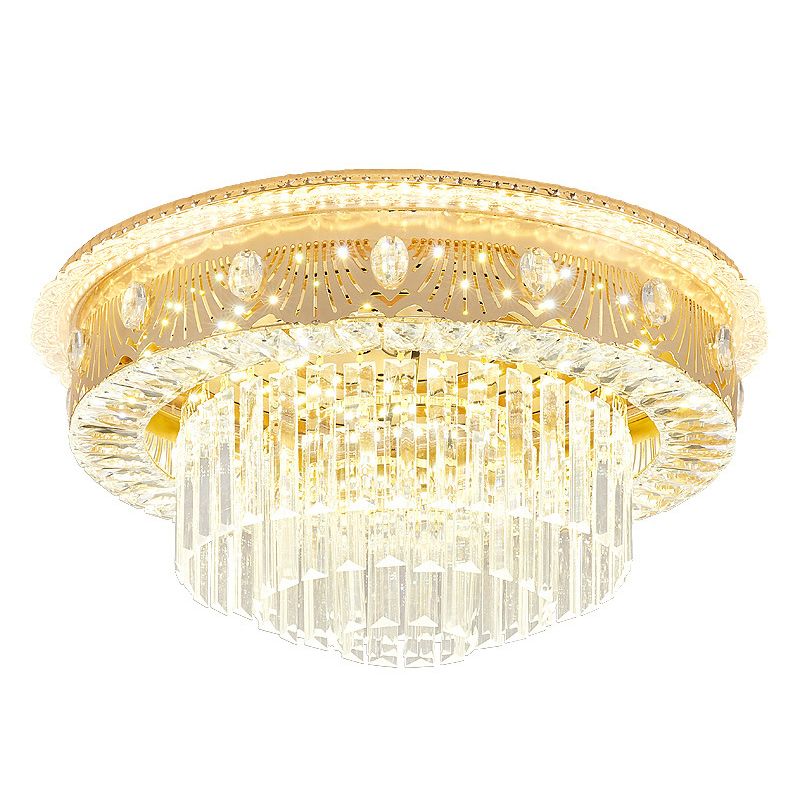 Multi-Layer Flush Ceiling Light Modern Crystal Bedroom LED Flush Mount Lighting in Gold