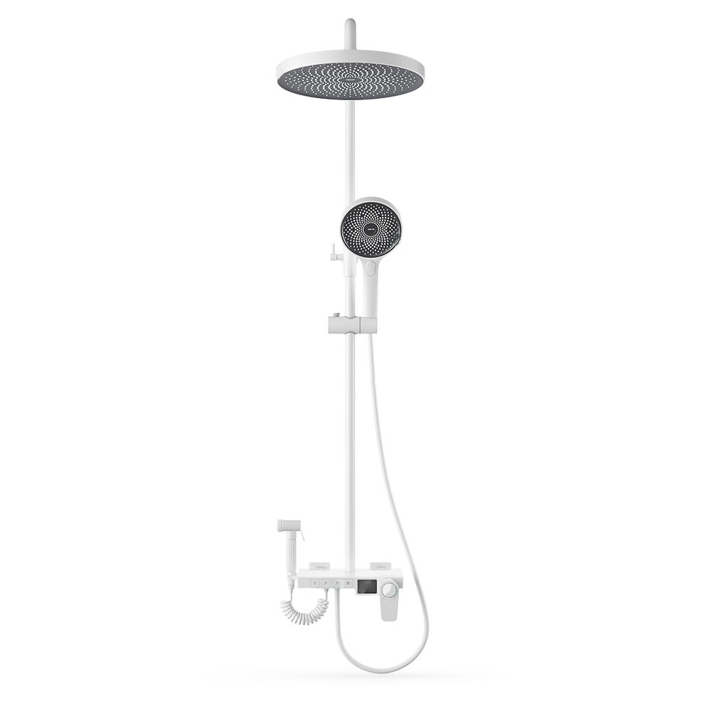 Shower System Round Adjustable Spray Pattern Massage Jet Handheld Shower Head Shower Trim