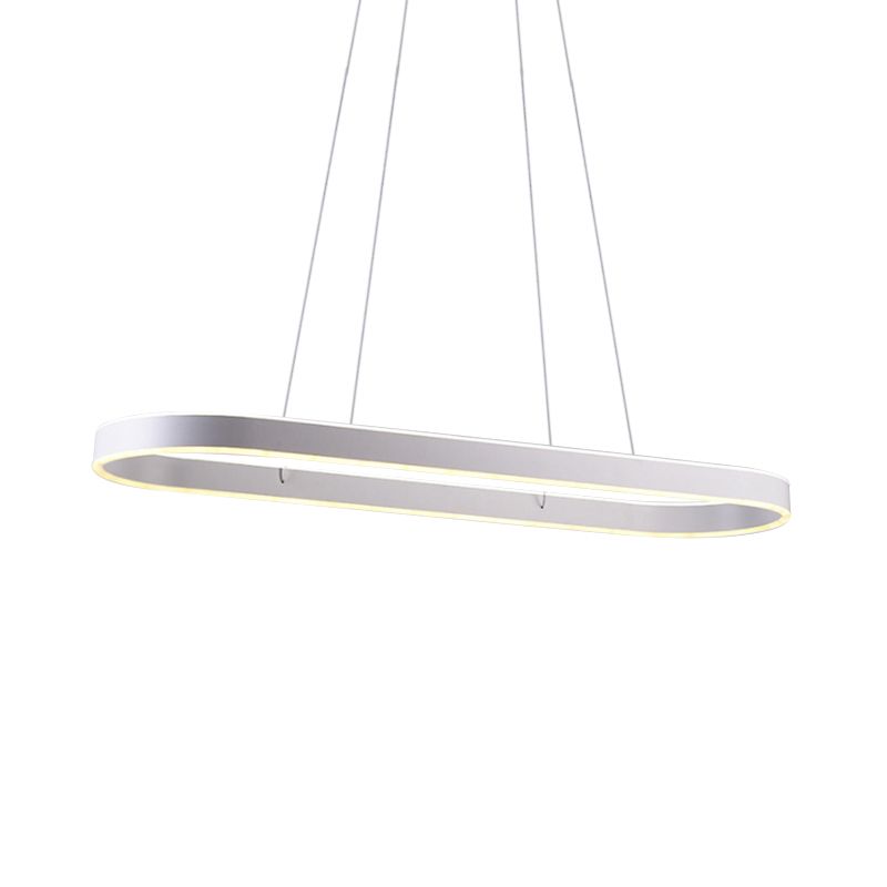 Simplicity Ellipse LED Island Pendant Acrylic Living Room Hanging Ceiling Light in Black/White/Gold, 31.5"/39"/47" Width