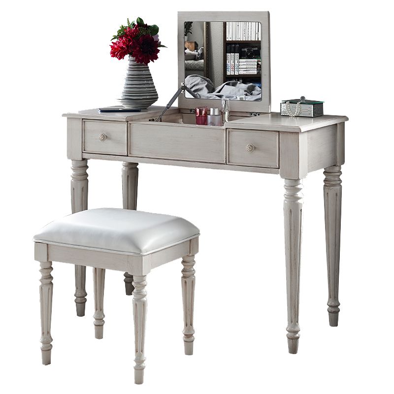Traditional Vanity Dressing Table Solid Wood 2-Drawer Makeup Vanity Desk
