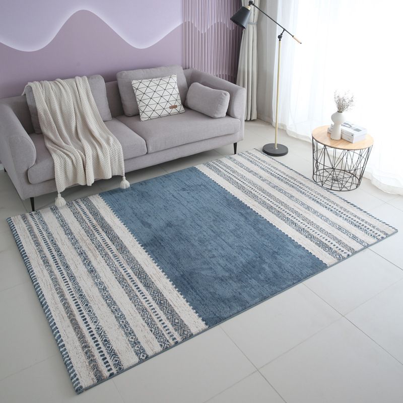 Grey Modern Carpet Polyester Striped Carpet Washable Carpet for Living Room