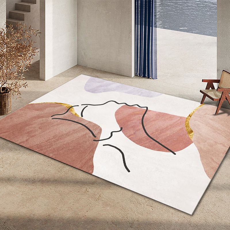 Tapis graphique en vert foncé Rapis graphique Polyester Tapis résistant aux taches pour la décoration intérieure
