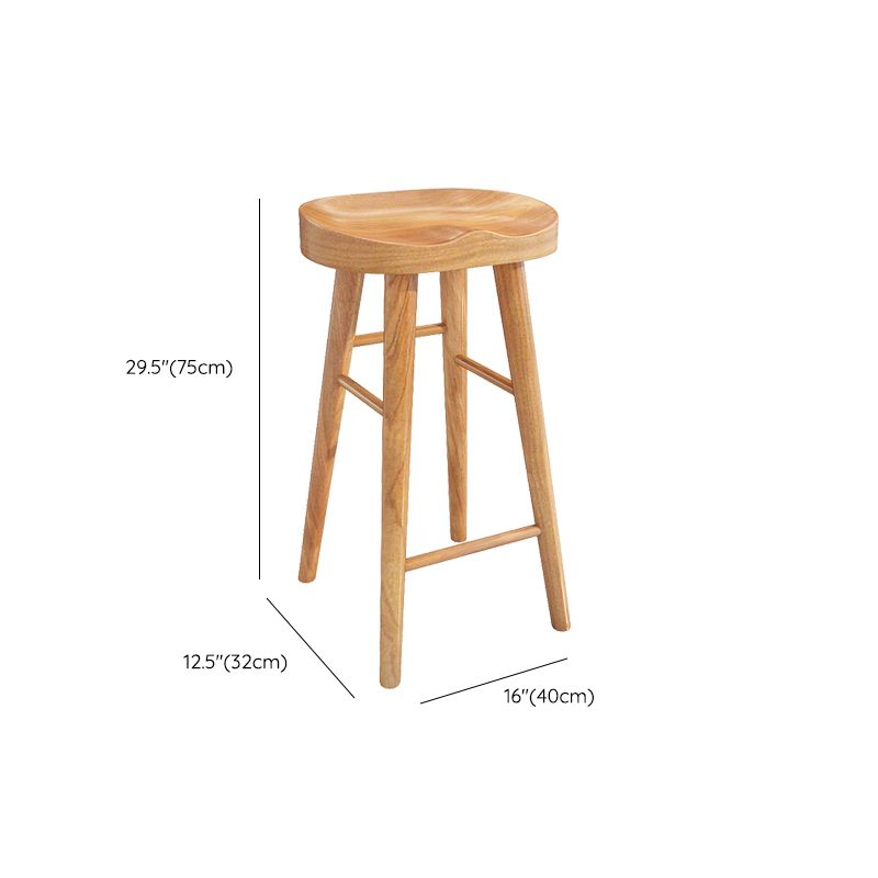 Contemporary Solid Wood Counter Stool Saddle Seat Backless Bar Stool