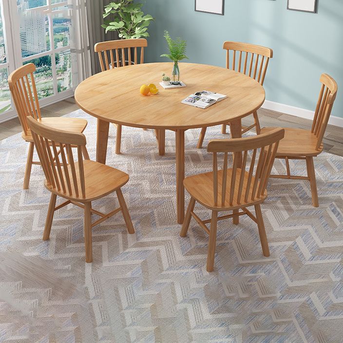 Contemporary Kitchen Dinner Table Solid Wood Round 4 Legs Dining Table