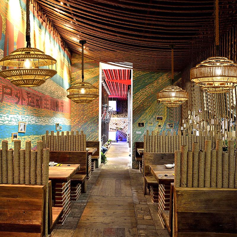 Industriële stijl gearceerde hanglamp plafond licht touw hangend plafondlicht in beige