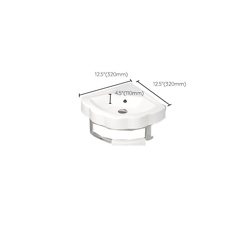 Bathroom Sink White Ceramic Wall-mounted Mirror Faucet Anti-spill Sink