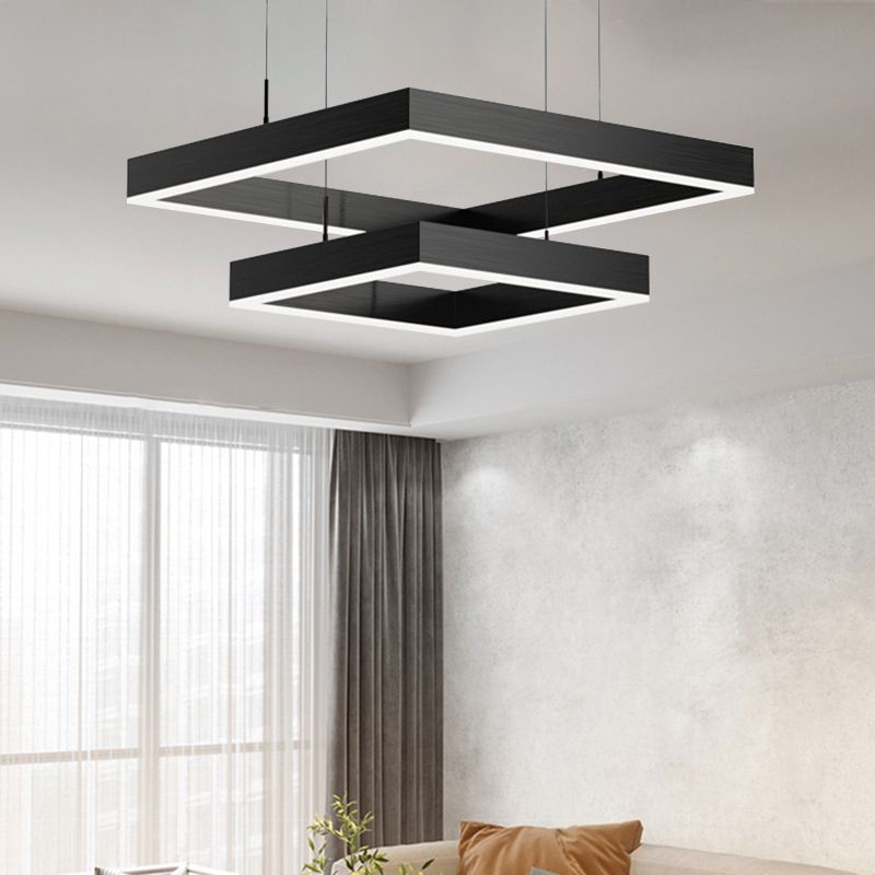 Minimalisme eigentijdse stijl led hangende kroonluchter licht vierkant hangende lampkit