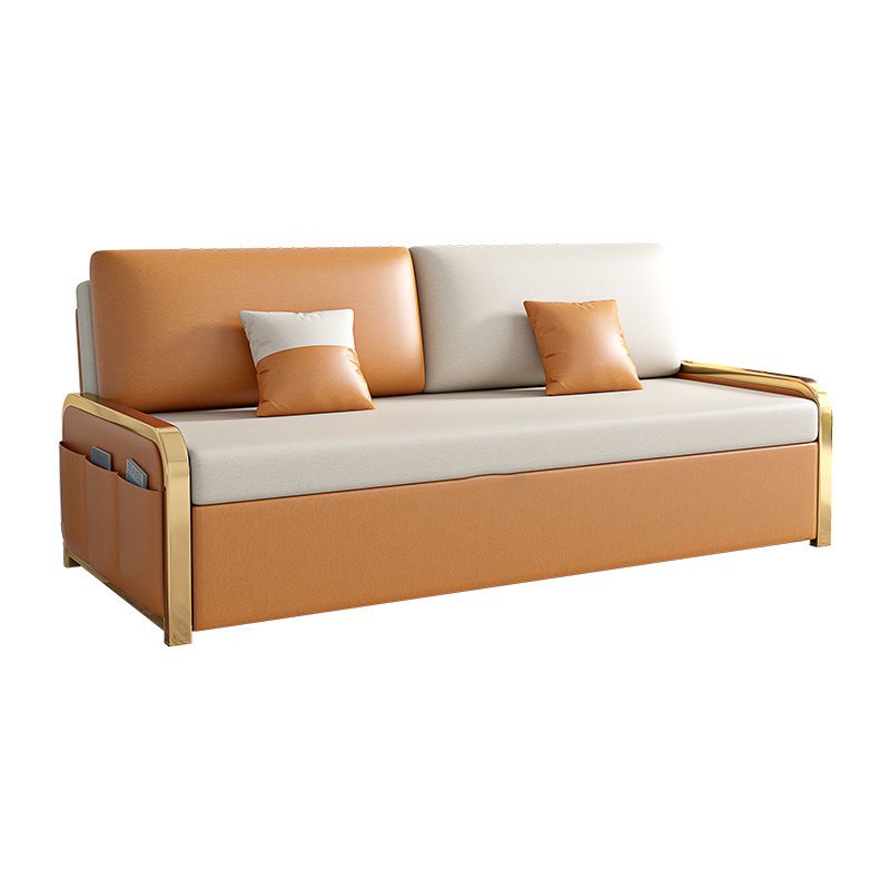 34.6" H Contemporary Faux Leather Armless Sofa Bed for Living Room