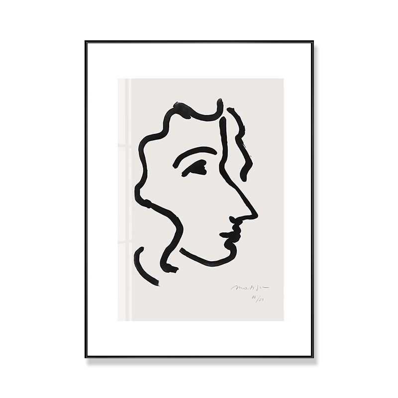 White Minimalism Style Canvas Girl's Profile Art for Kitchen, Multiple Sizes Options