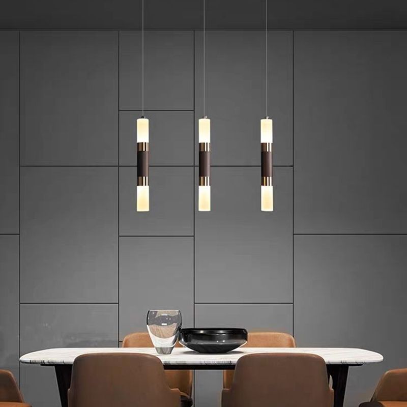 Acrylic Cylindrical LED Pendant Light in Modern Concise Style Wrought Iron Hanging Lamp for Bedroom