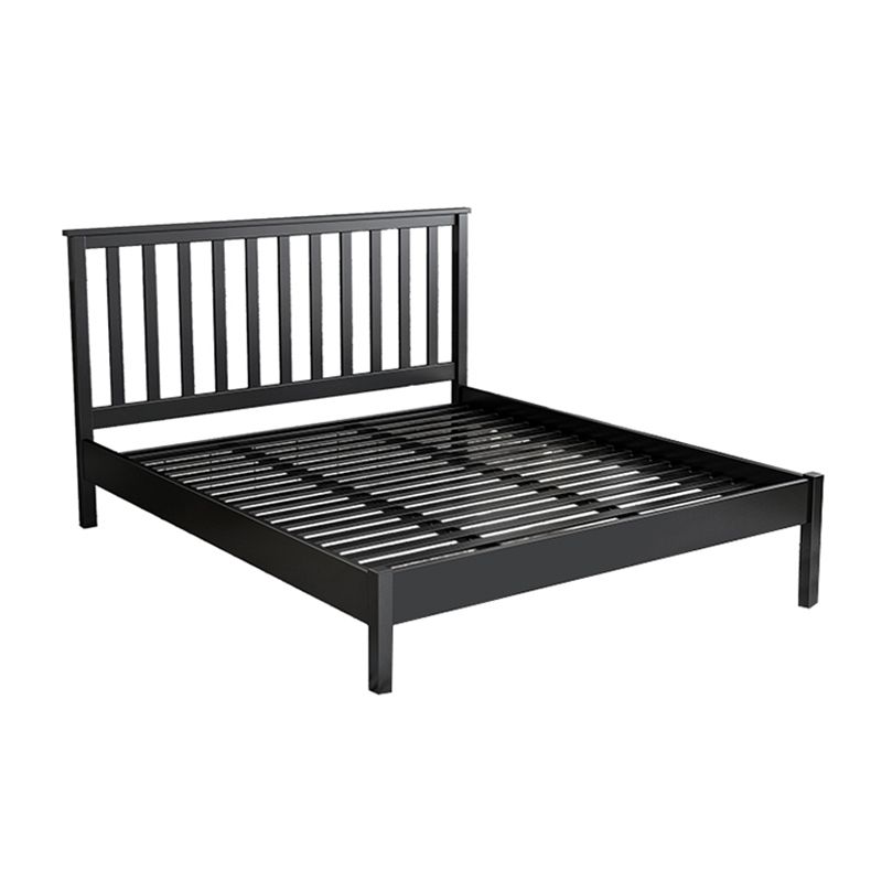 Modern Solid Color Open-Frame Bed with Rectangular Headboard