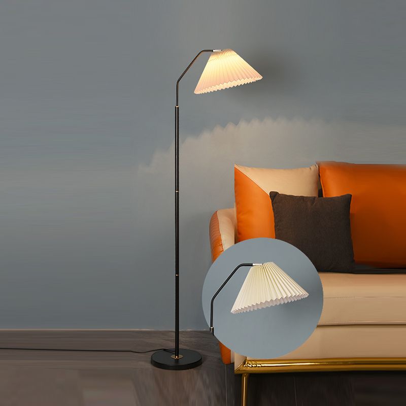 Contemporary Floor Lamp Colorful Floor Light with Fabric Shade for Bedroom