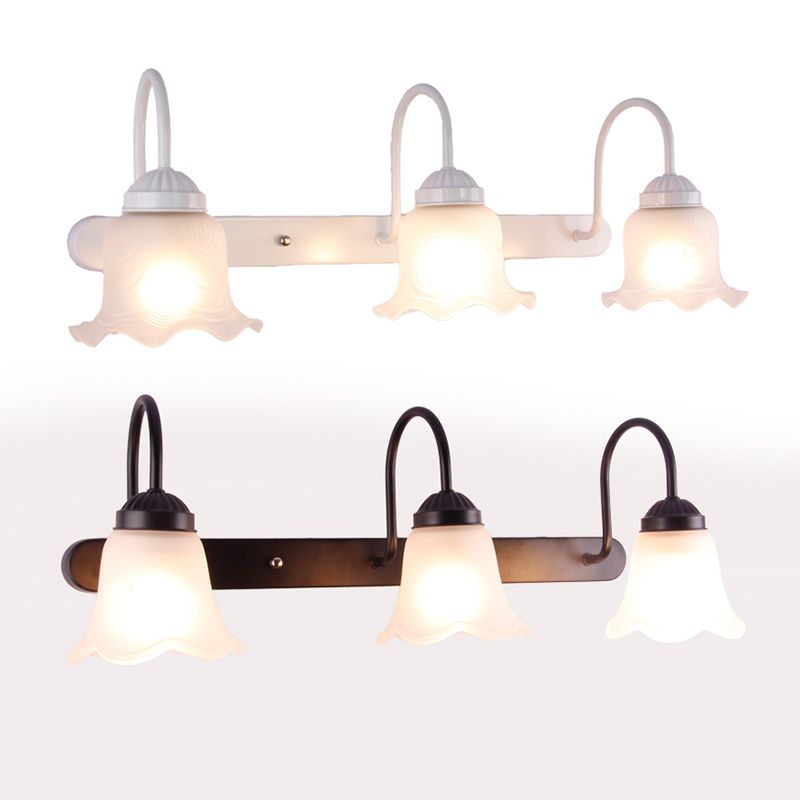 Traditionelle Einfachheit Bell Eitelkeit Wandleuchten Creme Glaswandhalterung Leuchte für Badezimmer