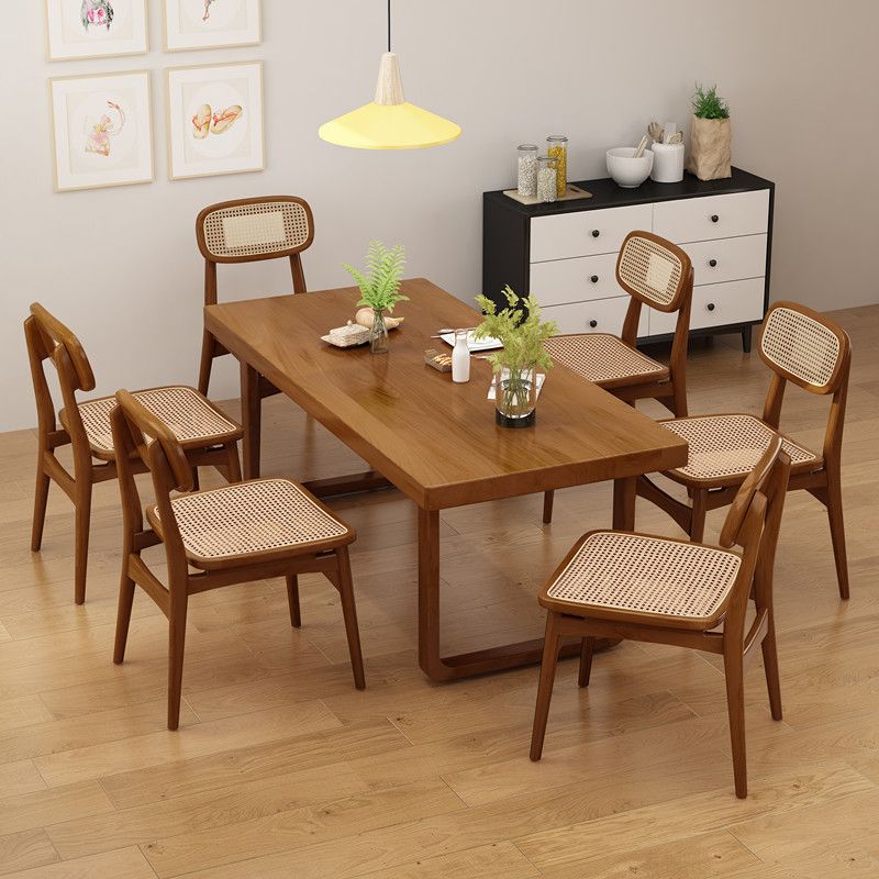 Modern 1/4/5/7 Pieces Dining Set Rectangle Pine Wood Dining Table for Kitchen