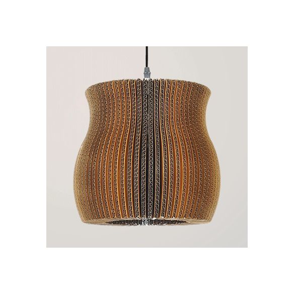 Accampatura intrecciata Accendere la carta ondulata in stile asiatico 1 lampada a ciondolo in lampadina in beige/marrone