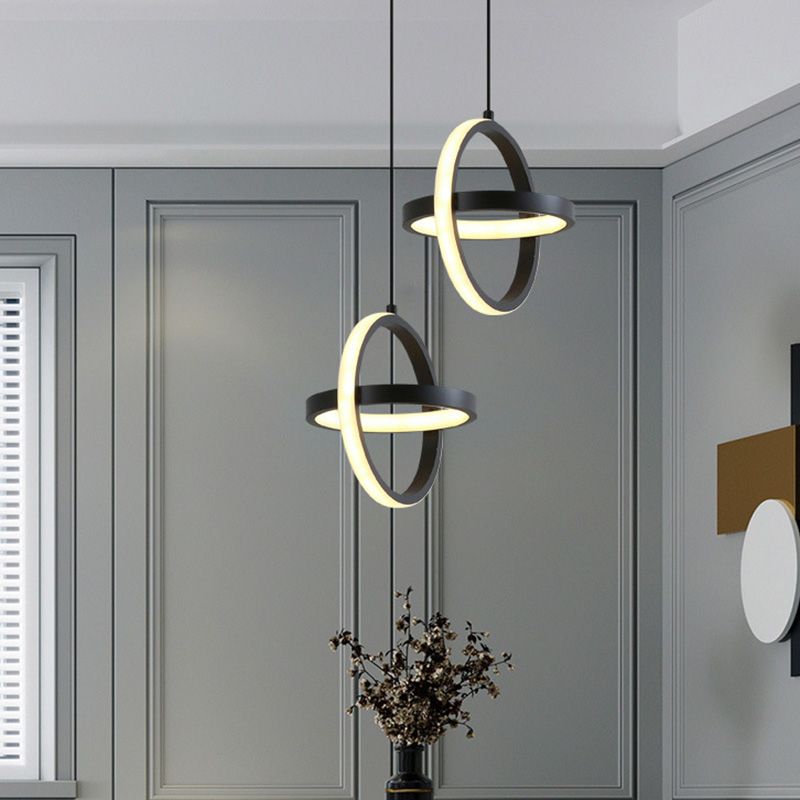 Moderno ciondolo rettangolare da 20 w camera da letto leggero soggiorno a led in alluminio nero