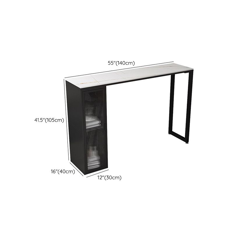 Industrial Sintered Stone 1/2/5 Pieces Bar Table Set Rectangle Bar Table with Metal Legs