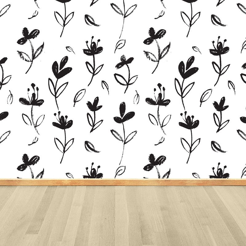 Full Size Botanical Mural Wallpaper Moisture Resistant Modern Bedroom Wall Covering
