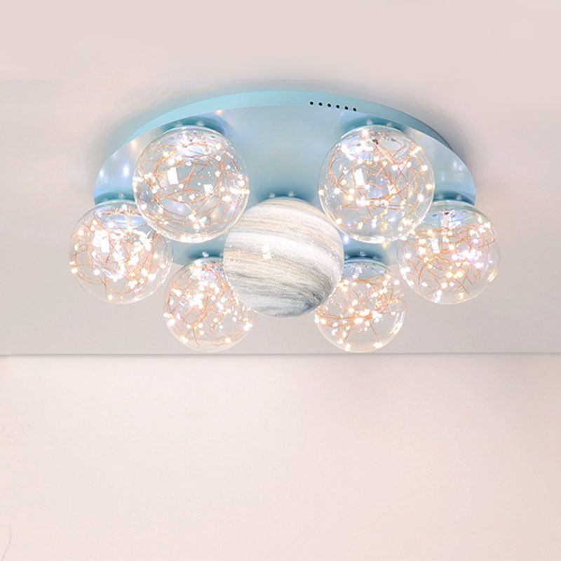 Apparecchio di illuminazione a soffitto con montaggio a incasso in vetro stile moderno a più luci con paralume rotondo